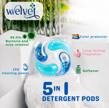 Fresh fragrance laundry pods with long-lasting scent - Welvet Wash Gujarat